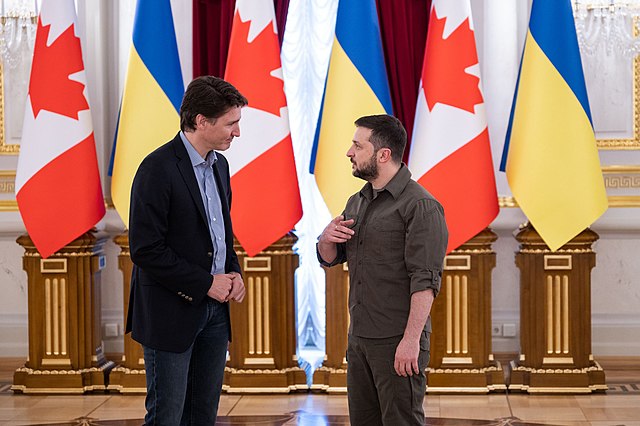 Justin Trudeau, Primer Ministro de Canada y el Presidente Volodymyr_Zelensky de Ucrania.File license CCA 4.0 International. Attribution: President.gov.ua 
