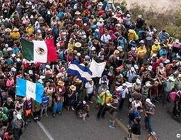 Migrants flying their flags in the southern US border