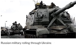 Russian tanks invading Ukraine