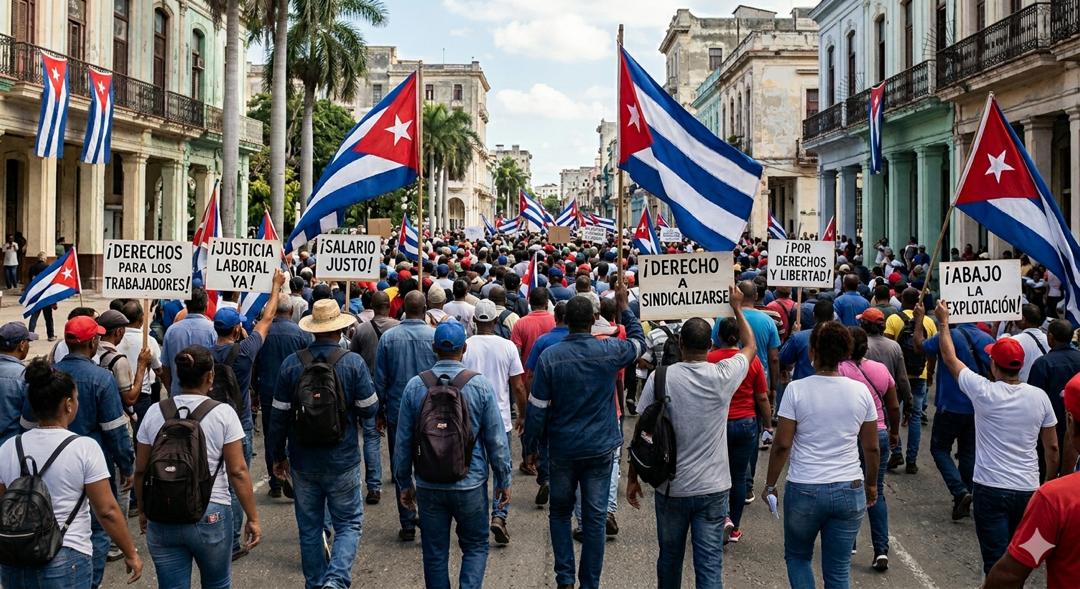 Protesta sindical Cuba. Imagen referencial.