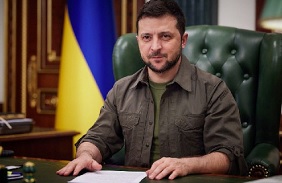 Zelensky at his desk