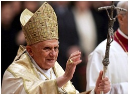 Pope Benedict XVI blessing the public