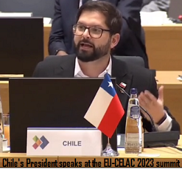 Chile's President speaks at the EU-CELAC 2023 summit