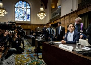 Aung San Suu Kyi looks on before the U.N.’s International Court of Justice on Wednesday in the Peace Palace of The Hague