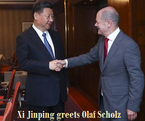 Xi Jinping greets Olaf Scholz Nov.2022