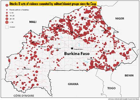 Islamic violence in Burkina Faso since 2022