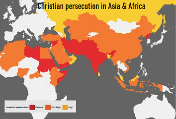 Map of Christian Persecution in Asia & Africa