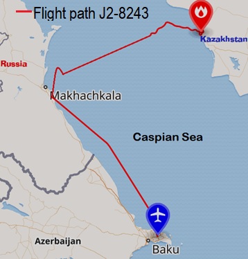 Path of Flight J2-8243 from Azerbaijan