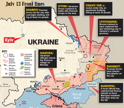 Ukraine front line in July 13th