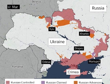 Ukraine invasion map 20220312