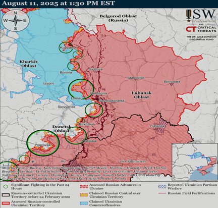 Ukraine war map Aug. 11, 2025