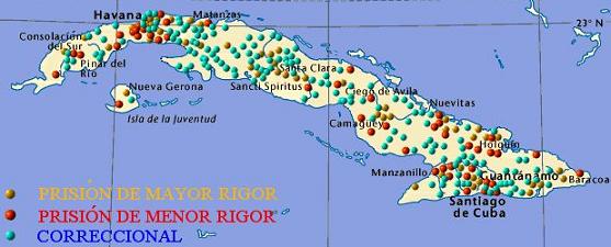 Cuban Prisons map