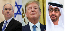 Netanyahu (left), Trump (center) & bin Zayed (right)