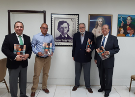 Izq→Der: Yaxys Cires, asesor del OCDH; Alejandro Gonzalez Raga, director ejecutivo del OCDH; Marcelino Miyares, combatiente de Playa Girón, ex presidente del PDC de Cuba y Gerardo E. Martinez-Solanas, director ejecutivo de DemocraciaParticipativa.net 