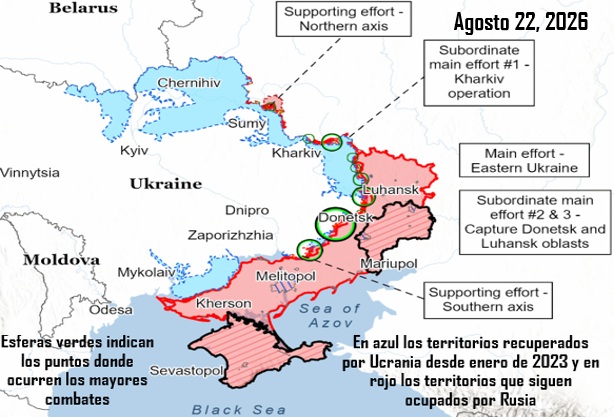 Front lines in Ukraine war 8/22/26